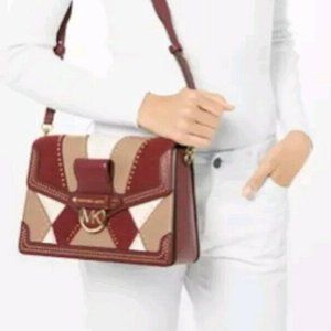 Micheal Kors Jessie Large Suede and Leather Patchwork Shoulder Bag